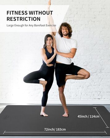 Йогамат CAMBIVO XXL 183x122 см, товщина 6/8/10/12 мм, TPE, чорний