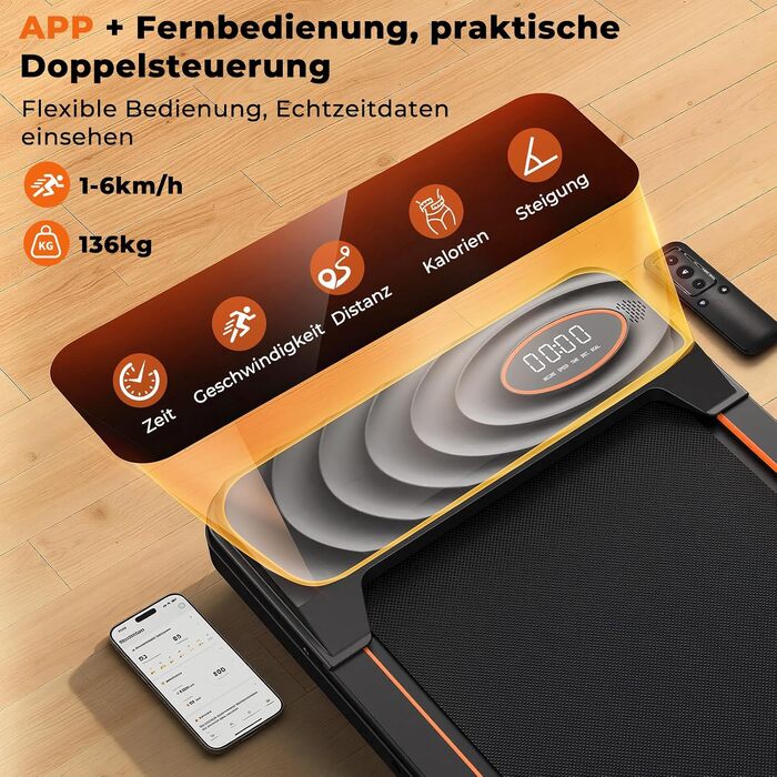 Домашня бігова доріжка JAGJOG Walking Pad з автоматичним нахилом 16%, Bluetooth-динаміками, колір: ебенове дерево