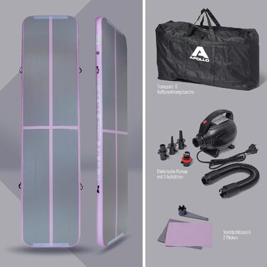 Apollo Air Mat Pro – надувний гімнастичний мат для дорослих і дітей, довжина 3 м і 4 м, для дому та вулиці, тумблінг-мат, фірмовий надувний мат Apollo