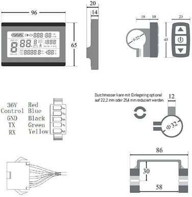 Дисплей Windmeile KT-LCD3 для електровелосипеда, підсвічування, водонепроникний, 24V/36V/48V, 5-контактний роз'єм Julet, бортовий комп'ютер, спідометр, LCD-екран для E-Bike і Pedelec