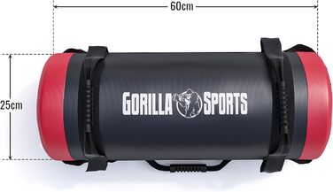 GORILLA SPORTS Фітнес Power Bag 5-30 кг, нековзні ручки, наповнений, штучна шкіра – мішок для кросфіту, тренувань, силових вправ, спортзалу