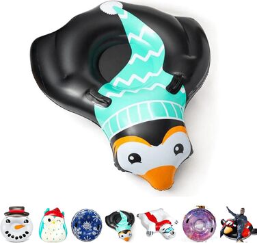 Надувний сніговий сніговик-пончик, сніговий рожок, іграшка для снігу для дорослих та дітей, сімейний відпочинок на свіжому повітрі, катання на снігу після катання на лижах або сноуборді (Пенгвін)