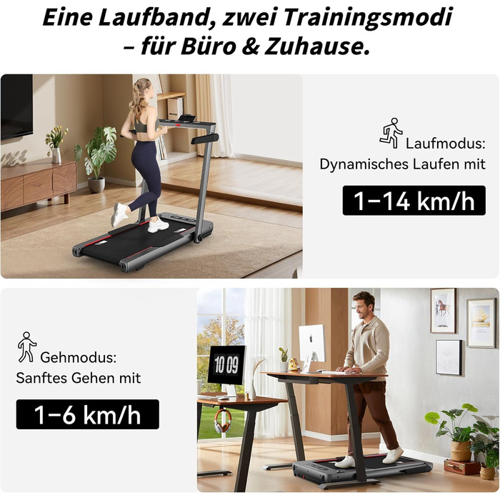 Біговий тренажер JASPORT GL3H з нахилом 12°, складаний, Bluetooth, підтримка Zwift/Kinomap, 14 км/год, 3.0HP, 18 програм, LED дисплей, дистанційне керування, для дому та офісу