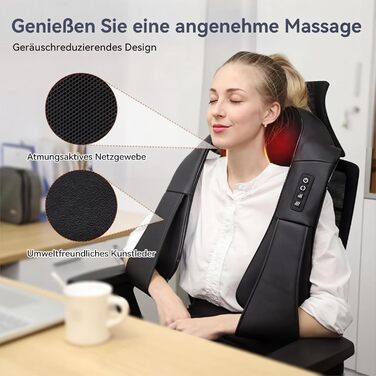 Масажер для шиї з підігрівом, 3D масаж для зняття болю в шиї, спині та попереку, Shiatsu масажер з 3 рівнями інтенсивності, подарунок для жінок та чоловіків
