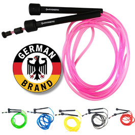 Стрибкове канат Premium для дорослих та дітей, чоловіків та жінок - для фітнесу, кросфіту, спорту, боксу та відпочинку - регульована довжина - Speed Rope, Jump Rope, Sprungseil (Рожевий)