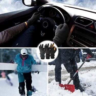 Зимові рукавички OZERO для чоловіків та жінок -30°C, з оленячої шкіри, водонепроникні, вітронепроникні, для водіння, походів, велосипеда, чорні