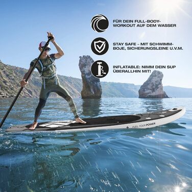 Надувна SUP-дошка FitEngine Allrounder 12', 365 см, комплект: весло, насос, drybag, чохол для телефону, drop-stitch технологія, універсальна для дітей і дорослих