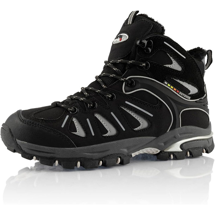 Черевики для трекінгу жіночі та чоловічі, теплі, з підкладкою, 36 EU, чорно-сірий