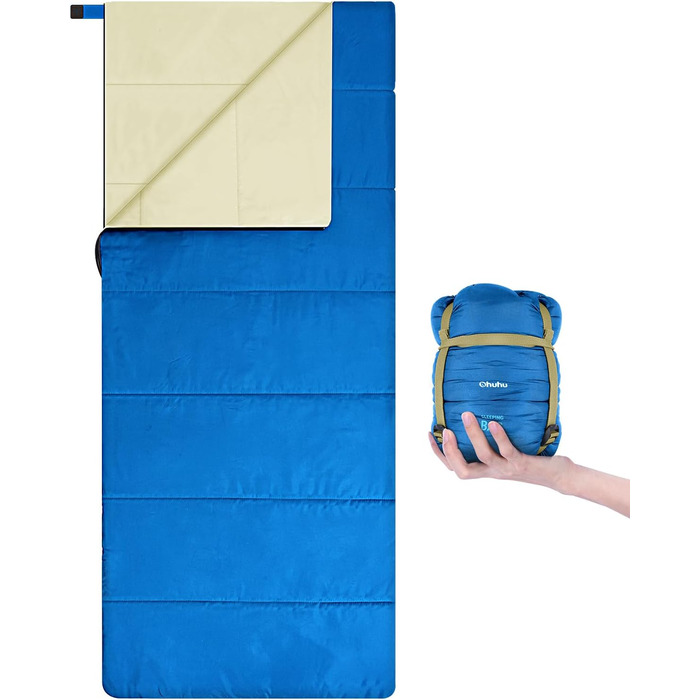 Спальний мішок Ohuhu - легкий літній, компактний, 900г, для кемпінгу, подорожей, фестивалів (синій)