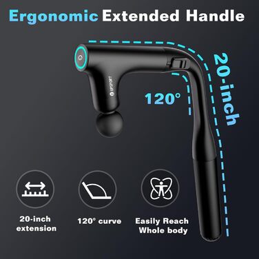 Масажер для м'язів з перкусійною дією (фасціальний пістолет) 3 в 1: для спини, шиї, тіла, з турбо-режимом та подовжувачем