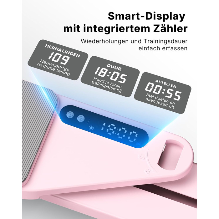 Реформатор для пілатесу MERACH – багатофункціональний тренажер для дому з еластичними стрічками, наколінниками, 120 кг, рожевий