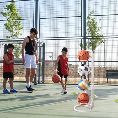 Стеллаж для м'ячів: футбольний, баскетбольний, волейбольний, багатоярусний, розбірний. Зберігання м'ячів (білий)