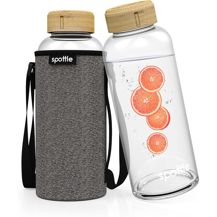 Скляна пляшка Spottle 1,5 л - для води та газованих напоїв, чорна, 1500 мл