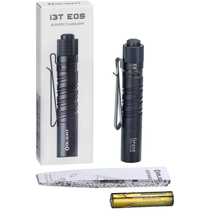 Ліхтарик Olight I3T EOS 180 люмен, міні, водонепроникний IPX8, алюмінієвий корпус, чорний - для кемпінгу та походів