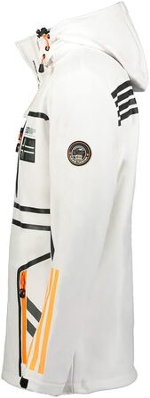 Чоловіча куртка Softshell Geographical Norway Romano — водонепроникна та дихаюча тактична куртка з капюшоном для гірських походів, лиж та активного відпочинку, біла, розмір S