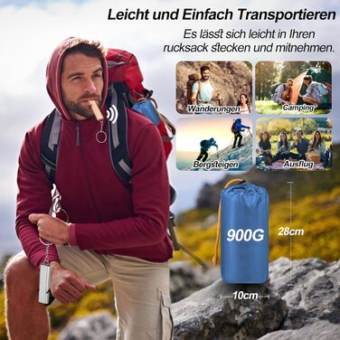 Isomatte HVIERO Саморозкладається, надувна, для кемпінгу, рюкзак, подорожі, туризм. Легка, компактна, блакитна.