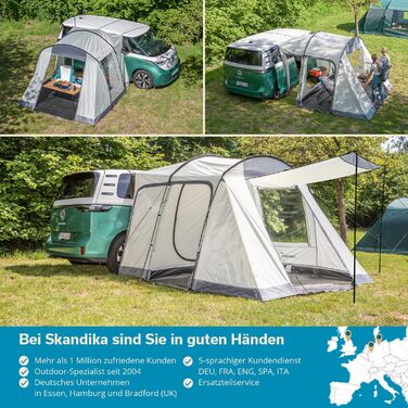Намет Skandika Tunnelzelt Camper Tramp Protect для кемпінгу 2-4 особи, сірий | Водонепроникний намет з інтегрованою підлогою, москітною сіткою, для фургонів, мінівенів, подорожей