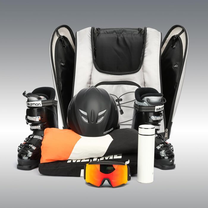 Чохол для лижних черевиків з рюкзачними лямками, рюкзак для лиж/сноуборду, сірий