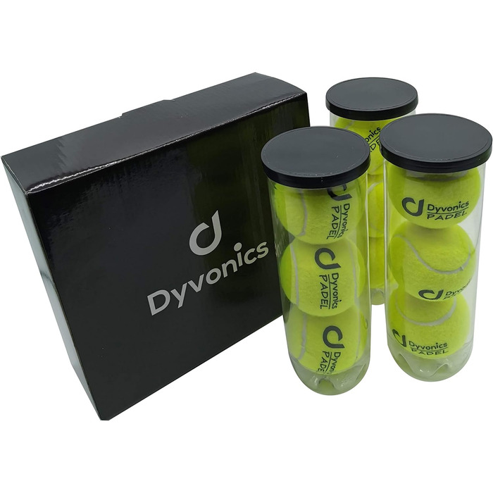 Падельні м'ячі Dyvonics, жовті, 9 шт. (3 туби по 3 м'ячі)