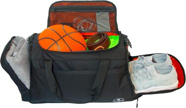 Bearformance Ultimate Спортивна сумка-рюкзак 50L з відділенням для взуття та вологих речей, чорна, з переробленого PET, для тренажерного залу, спорту, подорожей, чоловіків і жінок