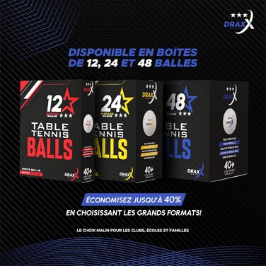 Турнірні м'ячі для пінг-понгу 48 шт. ITTF, 40+ мм, білі – для гри, тренувань, змагань