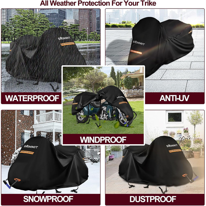 Водонепроникний чохол для триколісного мотоцикла Trike-274x149x149 см, 420D Oxford