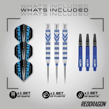 Дротики для дартсу RED DRAGON Gerwyn Price Iceman Originals, вольфрамові, 24 г, з крилами та стрижнями