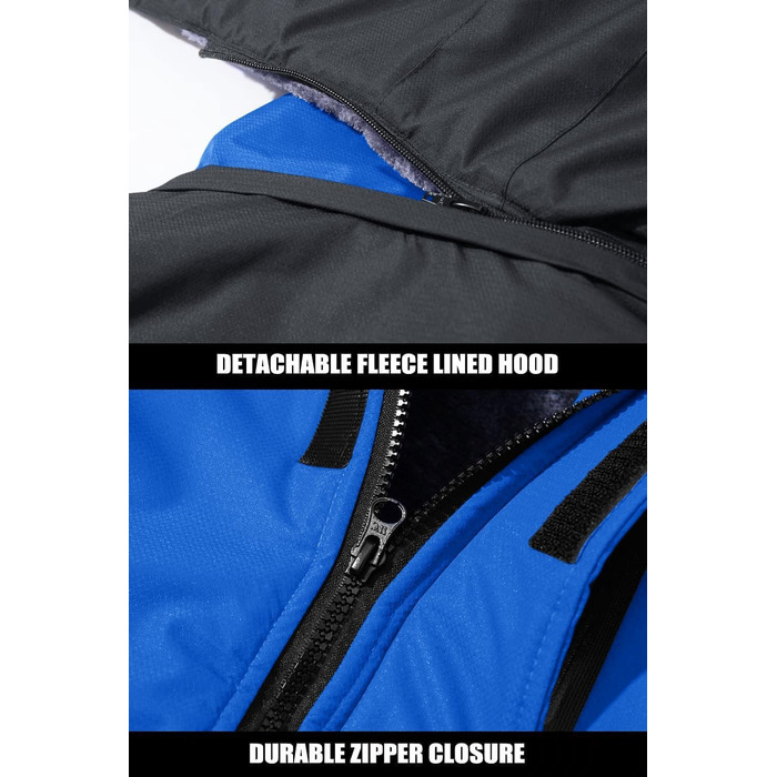 MAGCOMSEN Куртка зимова чоловіча тепла з підкладкою, водонепроникна, для катання на сноуборді, для активного відпочинку, робоча куртка з капюшоном, блакитна L