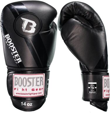 Боксерські рукавички Booster V3 зі шкіри чорні для муай тай