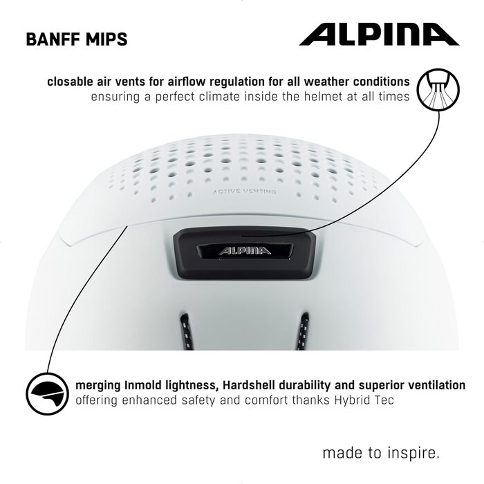 ALPINA Banff MIPS — легкий лижний та сноуборд шолом з індивідуальним налаштуванням, посилений захист від ударів, оптимальна вентиляція