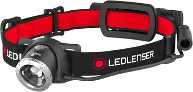 Ліхтар налобний LED Ledlenser H8R, акумуляторний, 600 люмен, фокусований, до 120 годин роботи, червоне заднє світло, поворотний, USB-кабель, налобний ліхтар