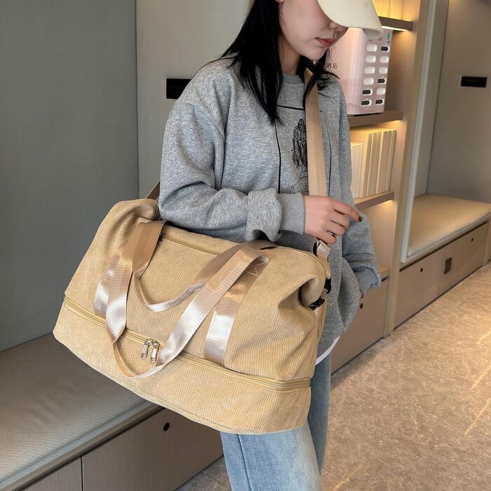 Спортивна сумка-валіза для жінок, 35L, Weekender, Travel Duffle Bag з відділенням для взуття та мокрих речей, пляжна/тренувальна сумка, ручна поклажа для спортзалу, подорожей, відпочинку (Хакі)