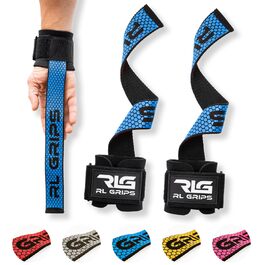 Лямки для тяги RL Grips з фіксацією на зап'ястя для важкої атлетики, пауерліфтингу та бодібілдингу, сині