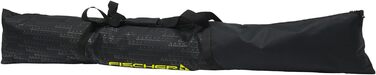 Чохол для гірських лиж Fischer Eco Alpine, компактний і міцний, легкий, складаний, з подвійною блискавкою та м'якими ручками, для одного комплекту лиж, чорний/жовтий, 175 см