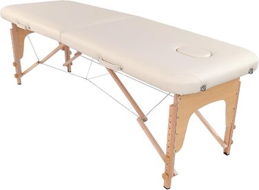 Масажний стіл Beltom 2-секційний складаний 185x60 см, кремовий, 11,8 кг, переносний стіл для масажу та косметології