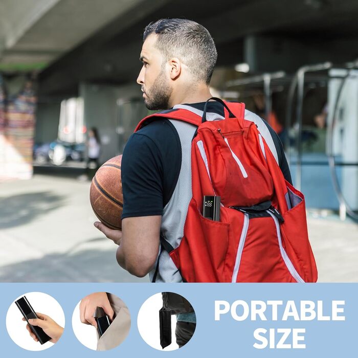 Електрична повітряна помпа Pumteck MY01 для м'ячів: баскетбол, футбол, волейбол. Точний манометр, 4 режими, автоматична. Макс. 15 PSI, чорна