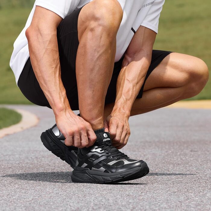 Чоловічі кросівки для бігу FitVille Neo V6 X-широкі (46.5 EU) - чорні з сріблястим, для активного відпочинку та фітнесу
