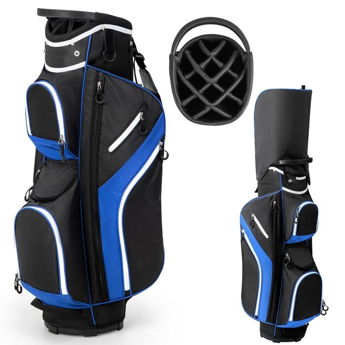 Сумка для гольфу LIFEZEAL Stand Bag з 14 відділеннями, з ременем, тримачем для напоїв, 9 кишень, холодильником, тримачем для парасольки, для чоловіків та жінок, блакитна