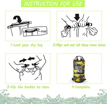 Водонепроникний мішок Dry Bag 10L/20L з регульованим плечовим ременем для плавання, рафтингу, кемпінгу, риболовлі, катання на човні, піших прогулянок та каякінгу (Жовтий)