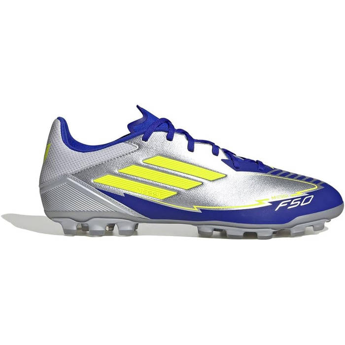 Бутси футбольні adidas F50 League Unisex для штучного покриття, 47 1/3 EU, сріблястий/сонячно-жовтий/блакитний