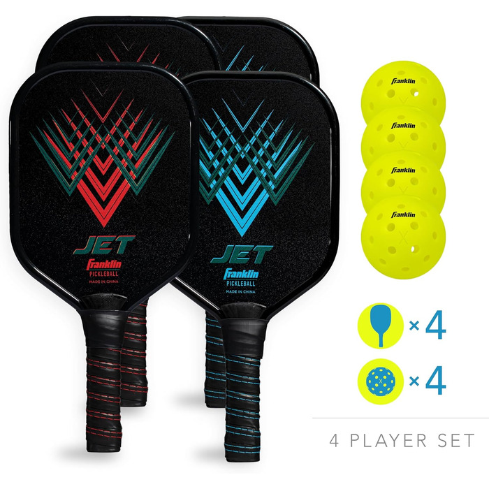 Набір для піклболу Franklin Sports: ракетки та м'ячі (4 шт.), схвалено USAPA