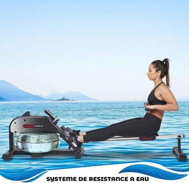 Водний веслувальний тренажер CARE FITNESS Skipper SP для дому з LCD-дисплеєм, складаний ергономічний водяний гребний тренажер