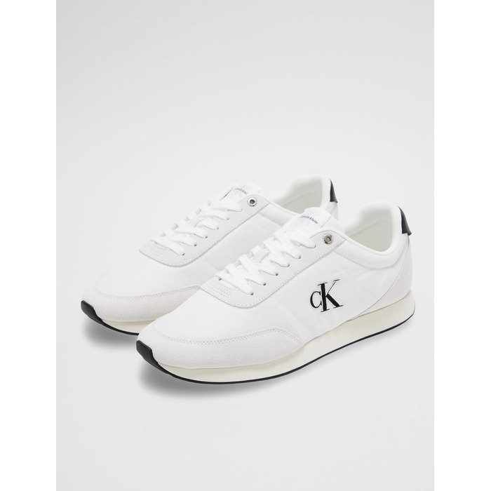Чоловічі кросівки Calvin Klein Runner Retro Mix з логотипом, білі/чорні, розмір 43 EU