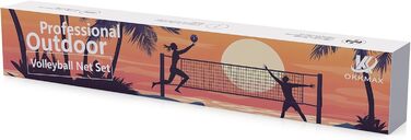 Набір для волейболу на відкритому повітрі: сітка, регульовані стійки, анти-саг дизайн. У комплекті: фіксуюча пластина для пляжу, табло, лінія ворот та сумка для перенесення.