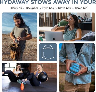 Складна пляшка для води HYDAWAY 750 мл Blue Ice, силіконова, харчова, з носиком, для подорожей