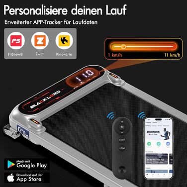Біговий тренажер BLACK LORD X7 - Walking Pad з тихим мотором 3.0PS, до 130кг, Bluetooth, 3 рівня нахилу, антиковзаюча поверхня (Срібний)