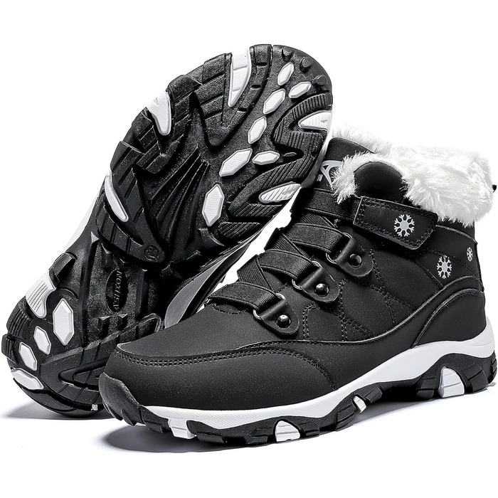 Зимові чоботи VITIKE для жінок, теплі, з підкладкою, снігоступи, осінні, туристичні, зимові, білі, зелені (37 EU, чорний та білий)