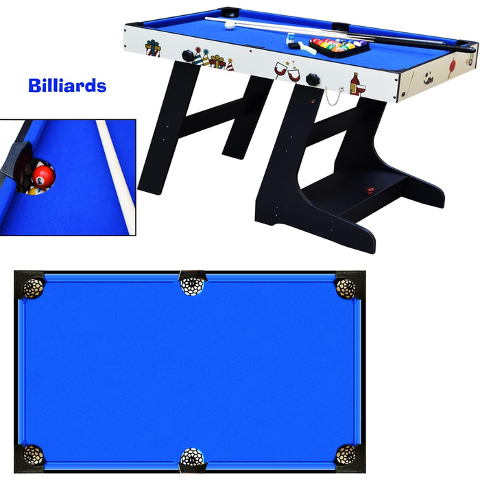 OYE 4FT 8-в-1 Складаний багатофункціональний ігровий стіл - пінг-понг, хокей на повітрі, більярд, настільний футбол, MDF