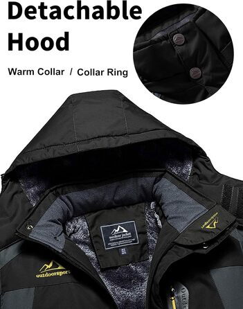 Чоловіча флісова куртка MAGCOMSEN на зиму. Тепла, з підкладкою, для катання на лижах, туризму та кемпінгу. Вітро- та водонепроникна, з капюшоном. Розмір XL, чорно-сіра.