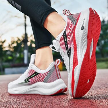 Кросівки для бігу та повсякденного носіння: чоловічі та жіночі, легкі, дихаючі, для занять спортом, тенісу, фітнесу, ходьби. Розміри 35-45 (білий, червоний, 44 EU)